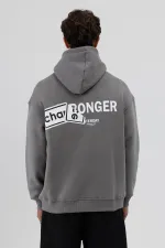 Oversize Arka Baskılı Sweatshirt Füme