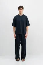 Corduroy Baggy Sweatpants Navy Blue