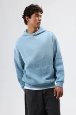 Sweat à capuche oversize brodé, bleu ciel