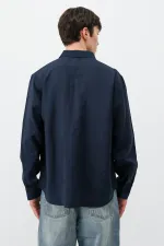 Chemise oversize en modal bleu marine