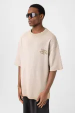 T-shirt oversize en maille délavée couleur pierre