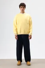Sweat-shirt basique oversize délavé jaune