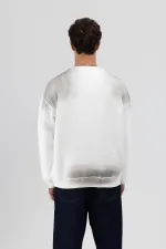 Sweat-shirt oversize imprimé délavé, écru