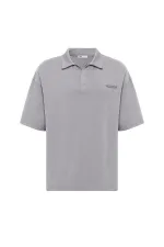 Polo Yaka Oversize Tişört Gri