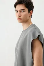 Basic Sleeveless T-Shirt, Dark Gray