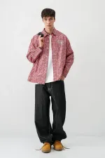 Uzun Kollu Kareli Gömlek Kırmızı