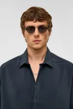 Basic Oversize Short-Sleeve Modal Shirt, Dark Gray