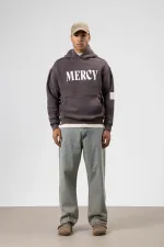 Card Detail Washed Oversize Sweatshirt Coffee