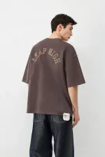Washed Printed Oversize T-Shirt, Coffee