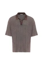 Polo Yaka Oversize Triko Kahve