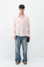 Chemise oversize en modal rose poudré