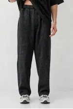 Baggy Fit Yıkamalı Eşofman Alt Siyah