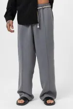Kemer Detaylı Baggy Lyocell Pantolon Gri