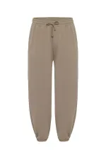 Basic Elastic Waist Oversize Sweatpants Mink