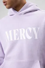 Card Detail Washed Oversize Sweatshirt Lilac