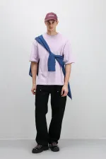 T-shirt basique oversize à col rond lilas