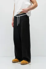 Bağcıklı Baggy Fit Eşofman Alt Siyah