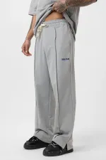 Paça Yırtmatçlı Oversize  Eşofman Takım Gri