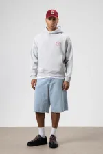 Sweat à capuche oversize délavé, coupe carrée, gris clair