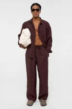 Baggy Fit Modal Kumaş Pantolon Kahve