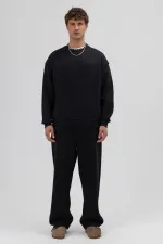 Basic Crew Neck Oversize Sweatshirt Black