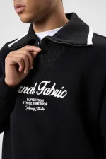 Sweat-shirt noir oversize à col zippé