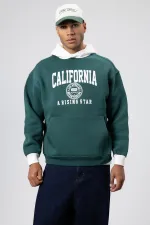 Sweat-shirt oversize imprimé bicolore, bleu marine