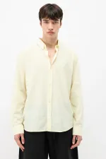 Basic Oversize Pamuk  Keten Gömlek Sarı
