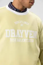 Oversize Bisiklet Yaka Baskılı Sweatshirt Sarı