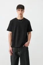 Short-Sleeved Boxy Fit T-Shirt, Black