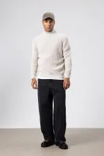 Yarım Balıkçı Yaka Triko Kazak Taş