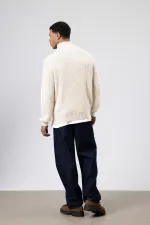 Pull en maille zippé, écru