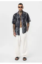 Patterned Corduroy Oversize Shirt Pattern-11