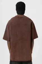 T-shirt basique oversize délavé, couleur café