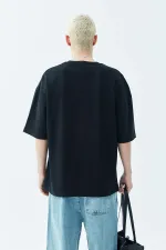 Washed Oversize T-Shirt with Pocket Detail, Black