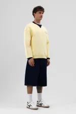 Sweat-shirt jaune oversize à col rond imprimé