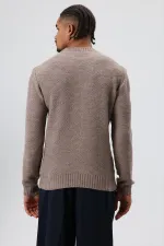 Pull oversize à col rond en maille, couleur vison