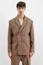 Costume croisé oversize en vison foncé