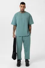Paça Lastikli Basic Oversize Eşofman Takımı Mint