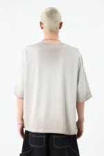 Yıkamalı Crop Tişört Taş