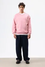 Sweat-shirt basique oversize délavé saumon