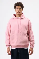 Sweat à capuche basique oversize délavé saumon