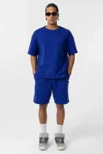 Basic Oversize Şort Takım Saks