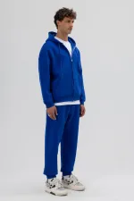 Sweat à capuche oversize basique zippé bleu marine