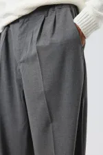 Baggy Fit Fabric Trousers Anthracite