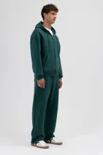 Sweat à capuche oversize basique zippé, bleu marine