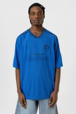 Printed Oversize Jersey T-Shirt (Navy Blue)