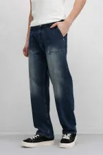 Pocket Detail Baggy Fit Jeans Light Blue