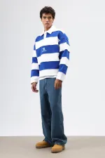 Sweat-shirt oversize à rayures imprimées, écru