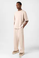 Label Detailed Oversize Modal Fabric Tracksuit Set Stone